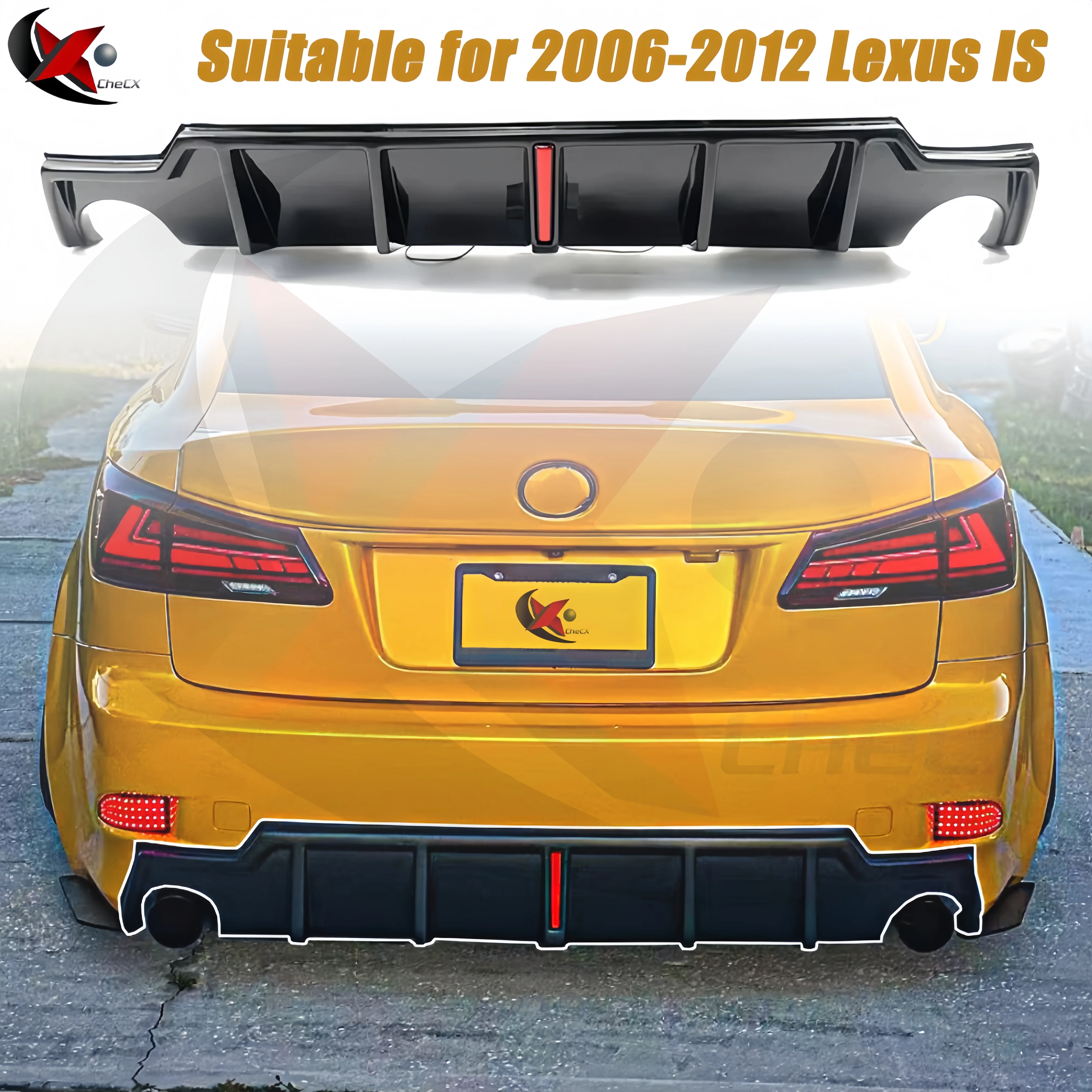 Voor Lexus IS250 IS300 IS350 2006-2012 IS Achterspoiler Gloss Black Carbon Primed Diffuser Met Pilot Light Auto accessoires