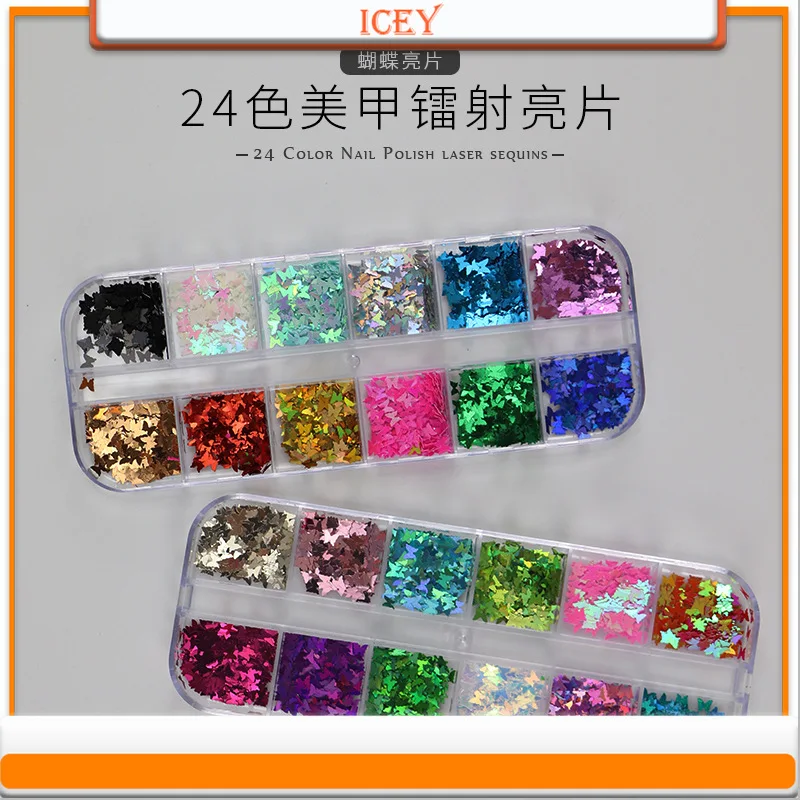 Icey Beauty 1set Ultra sottile farfalla Glitter Nail Art Laser Glitter trucco occhi farfalla gioielli Nail Art Glitter irregolari