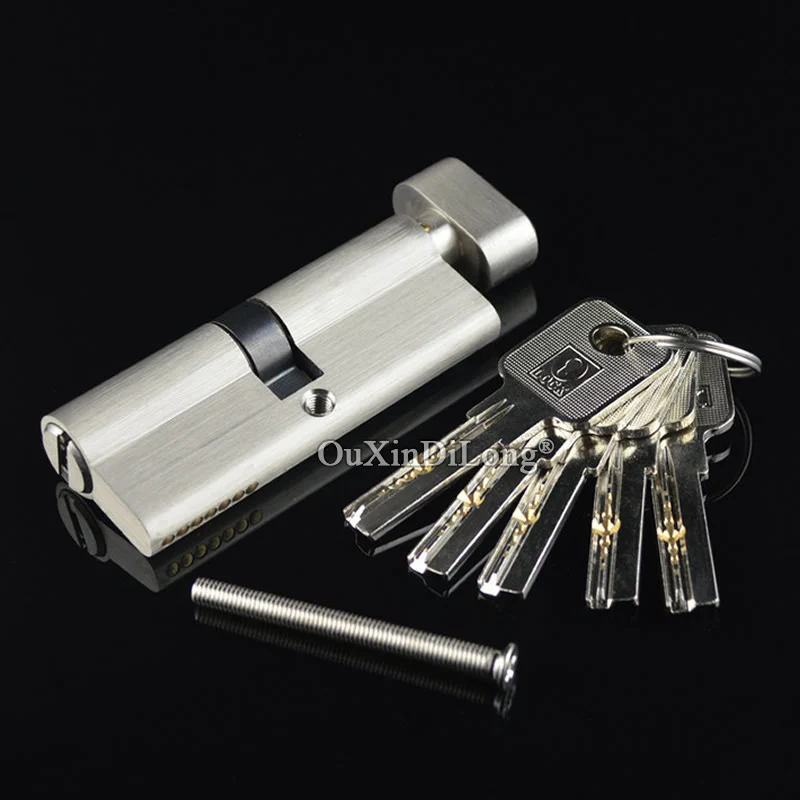 Cheap+Stock 1PCS Solid Brass European Mortise Door Lock Cylinder Large Single Open Lock Core Lock Gall Repair Parts + Key