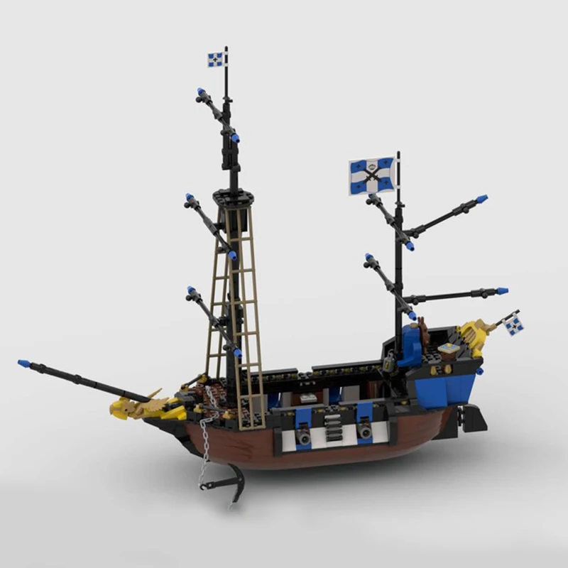 694pcs MOC Remake Caribbean Clipper V2 Pirates Ship Adventure Model Building Blocks Module Diorama Figure Robot Train Toy Gift