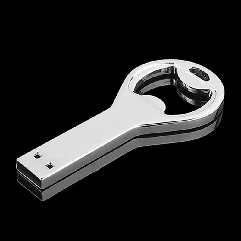 無料カスタムレーザー彫刻ロゴ入りシルバーメタルボトルオープナーUSB2.0フラッシュドライブ4GB 8GB 16GB 32GB 64GB 128GBメモリースティック