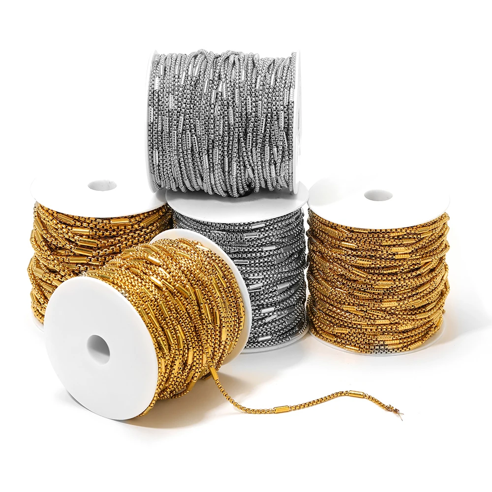 1 Meter Gold Plated Stainless Steel Square Bead Clamp Tube Chains Bulk for DIY Fashion Jewelry Making Necklace Bracelet Findings view 6