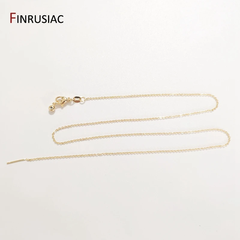 High Quality Real Gold Plated Thin Necklace Chain, 45cm Simple Trendy Adjustable Chain for DIY Necklace Making Findings