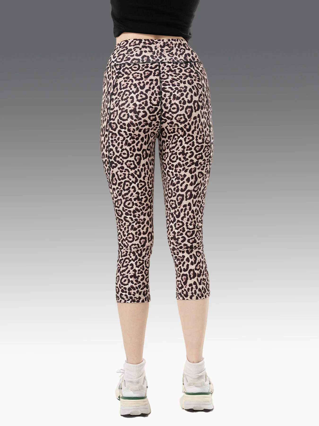 Hoge taille afslankende sexy luipaardprint yogabroek fitness sportshorts zevenkwartlengte buikcontrole basislaagbroek