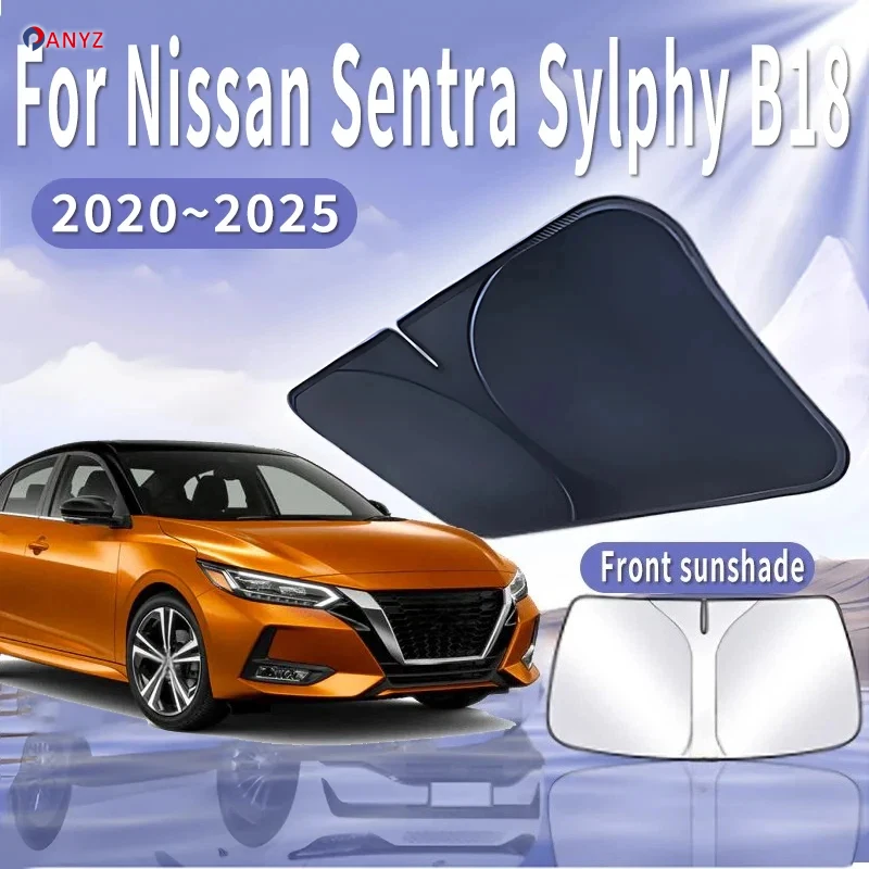 

For Nissan Sentra Sylphy B18 2020~2025 Foldable Car Sun Visor Front Windshield Sunshade Heat Insulation Summer Auto Accessories