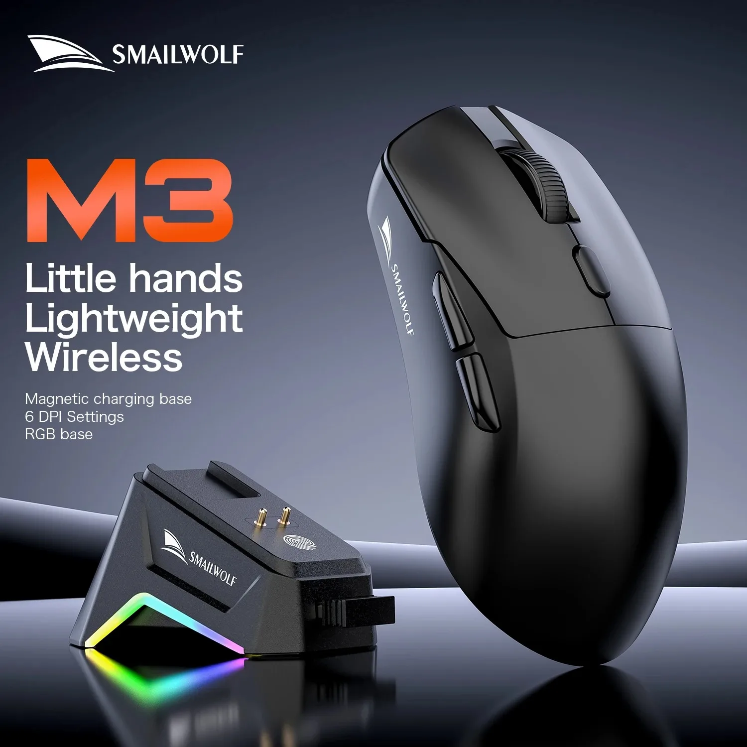SMAILWOLF M3/M3PRO PLUS Tri-Mode Lightweight Bluetooth Wireless Gaming Mouse 12000 DPI 1000Hz Ergonomic for PC Laptop Computer