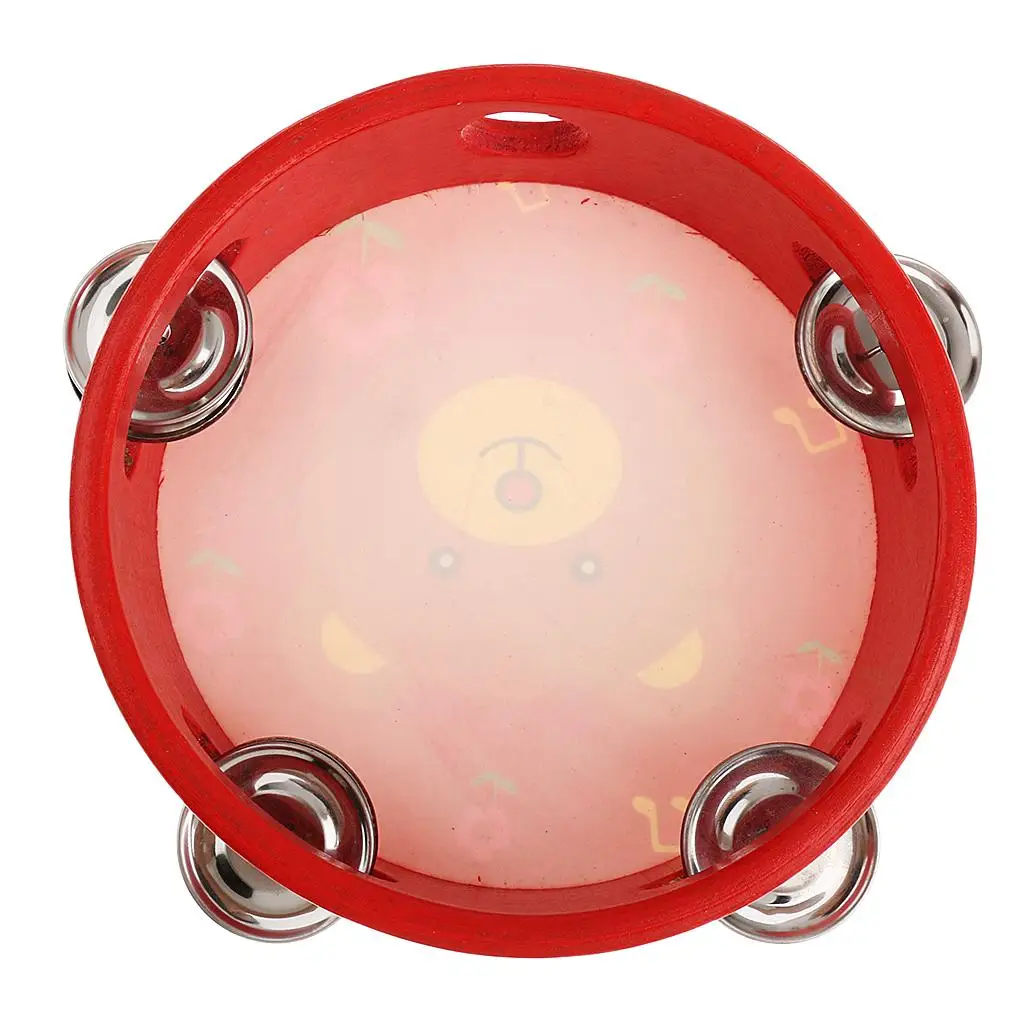 Hand Bell Wooden Tambourine Percussion Toy Mini Drum for Kids Music Play Preschool Learning view 5