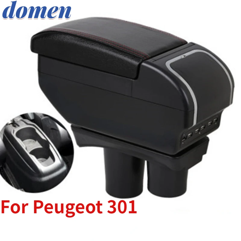 

Armrest For Peugeot 301 Citroen c-elysee Dual layer central Store content Storage box with cup holder ashtray Car modification a