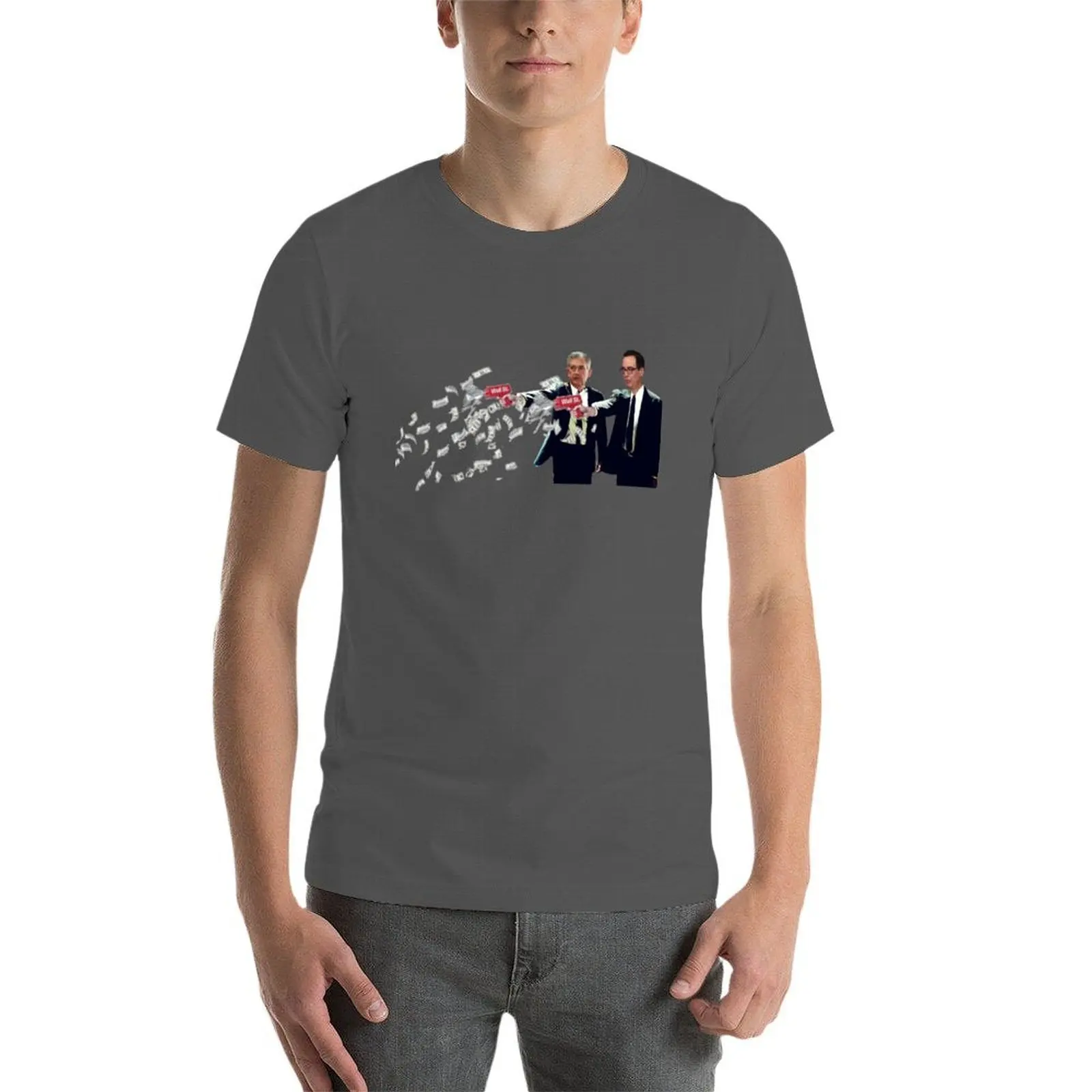 Jerome Powell and Steve Mnuchin Printing Money Pulp Fiction Style T-Shirt cotton tshirt 100% cotton t shirt man T-Shirt