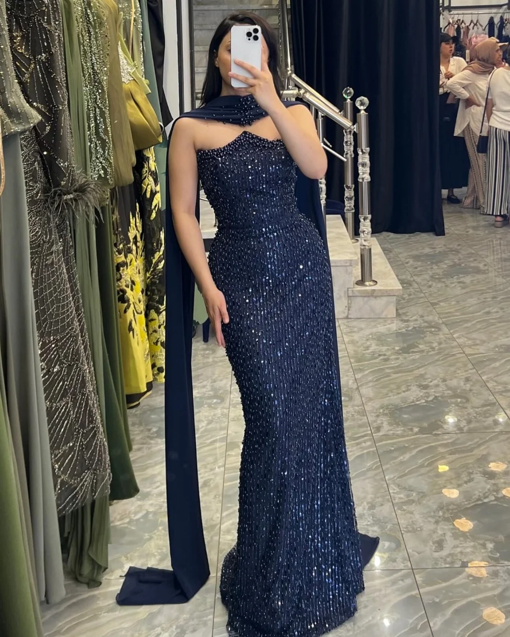 

Customized Elegant Chiffon Pleat Sequined Straight Strapless Long Dresses Bespoke Occasion Modern Style Sparkle