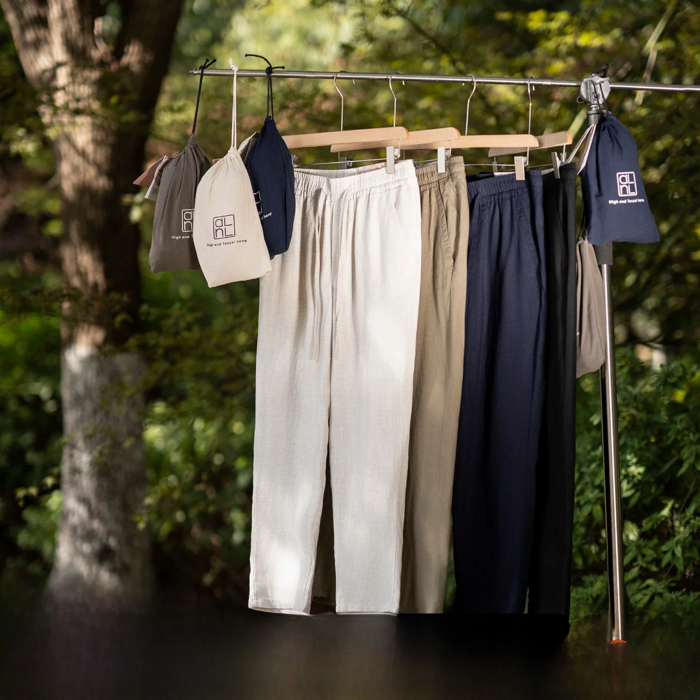 

Italian Vintage Style Men's High-End Casual Pants Lyocell Linen Blend Summer Soft Breathable Versatile Loose Fit Straight Leg
