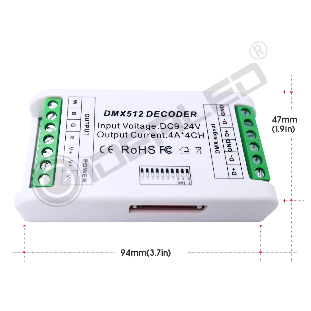 3 Channel RGB Controller RGBW DMX decoder 4 Channel DMX512 Decoder DMX dimmer driver for DC12V-24V RGB RGBW strip lights