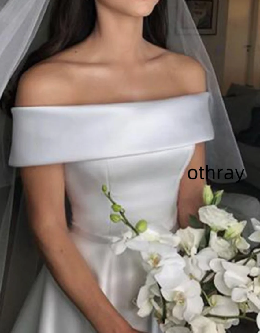 Othray A-Line Floor-Length Button Off-The-Shoulder Hall Wedding Dress vestidos para mujer vestidos en oferta liquidación