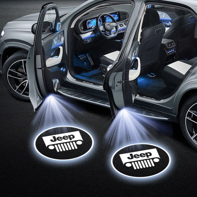 

Светодиодные проекторы логотипов на двери автомобиля, аксессуары для Jeep Wrangler, Grand Cherokee, Avenger, Compass, Wagoneer, Patriot