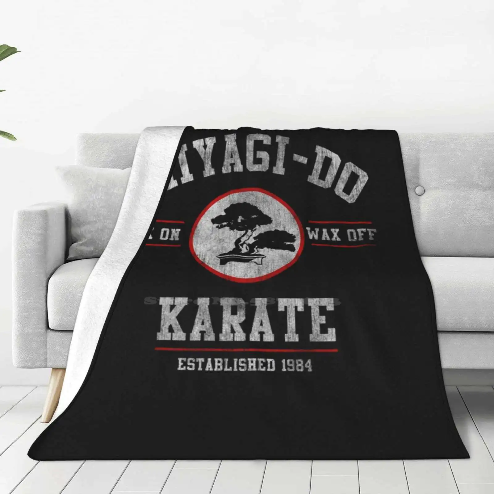 Miyagi Do Karate Kid Wax On Wax Off Hot Sale Printing High Qiality Warm Flannel Blanket Matrial Arts 1980S 80S Films Daniel