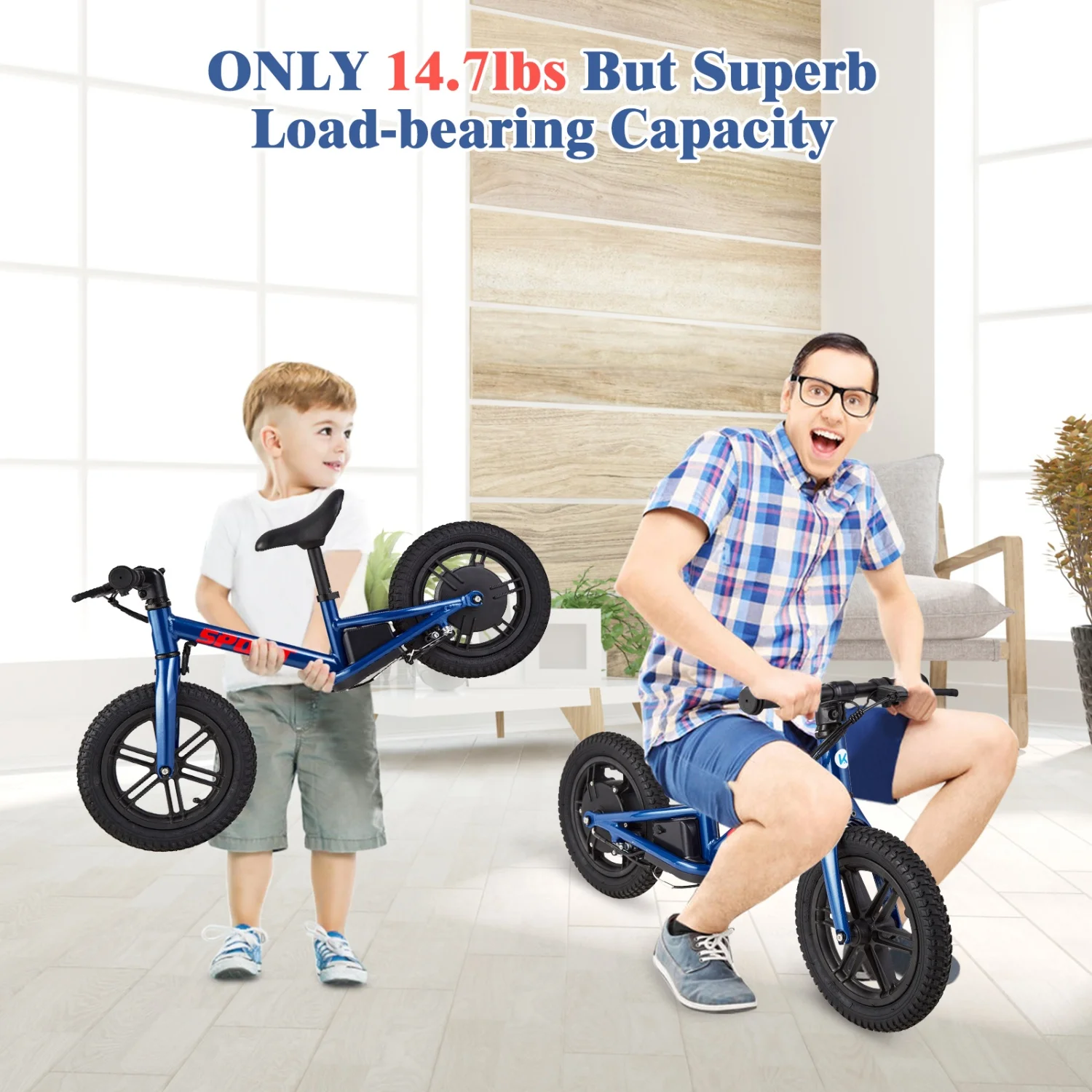 Rower elektryczny dla dzieci, rower elektryczny typu balance bike o mocy 100W z oponami bezdętkowymi i regulowanym siedziskiem, motocykl elektryczny łatwy w montażu