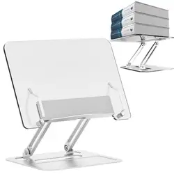 Suporte de livro dobrável e ajustável para leitura, Textbook Stand com elástico Clip, Super Load-Bearing, Desktop, Desktop