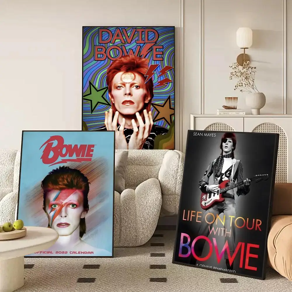 Singer D-David B-Bowie Poster Waterproof Self-Stick Wall Art Stickers, Removable Wall Decor for Living Room and Bedroom
