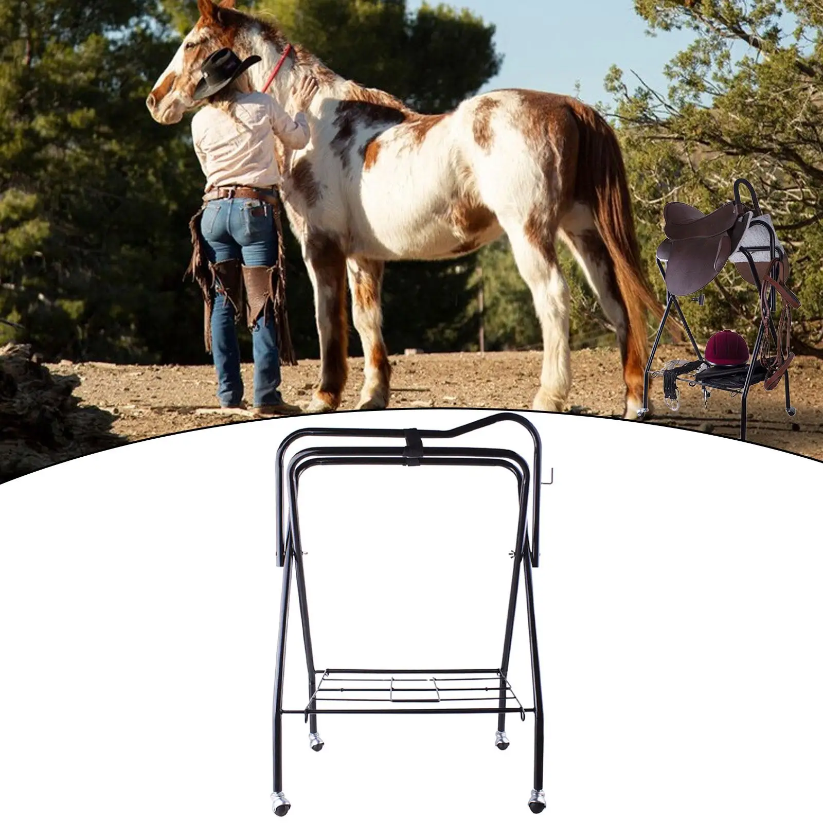 Portable Saddle Rack for Horse Trailer Saddle Stand Accessories Heavy Duty Equipment Saddle Organizer Saddle Holder for Farm