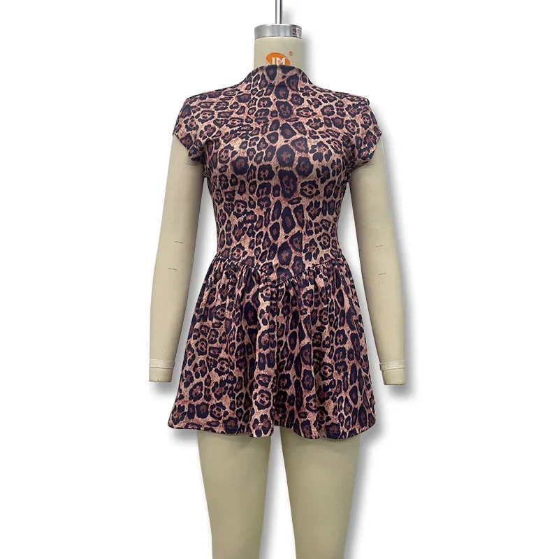 레오파드 프린트 민소매 백리스 여성 섹시 프롬 드레스 하프 터틀넥 스위트 스파이시 A라인 파티 이브닝 드레스 2025