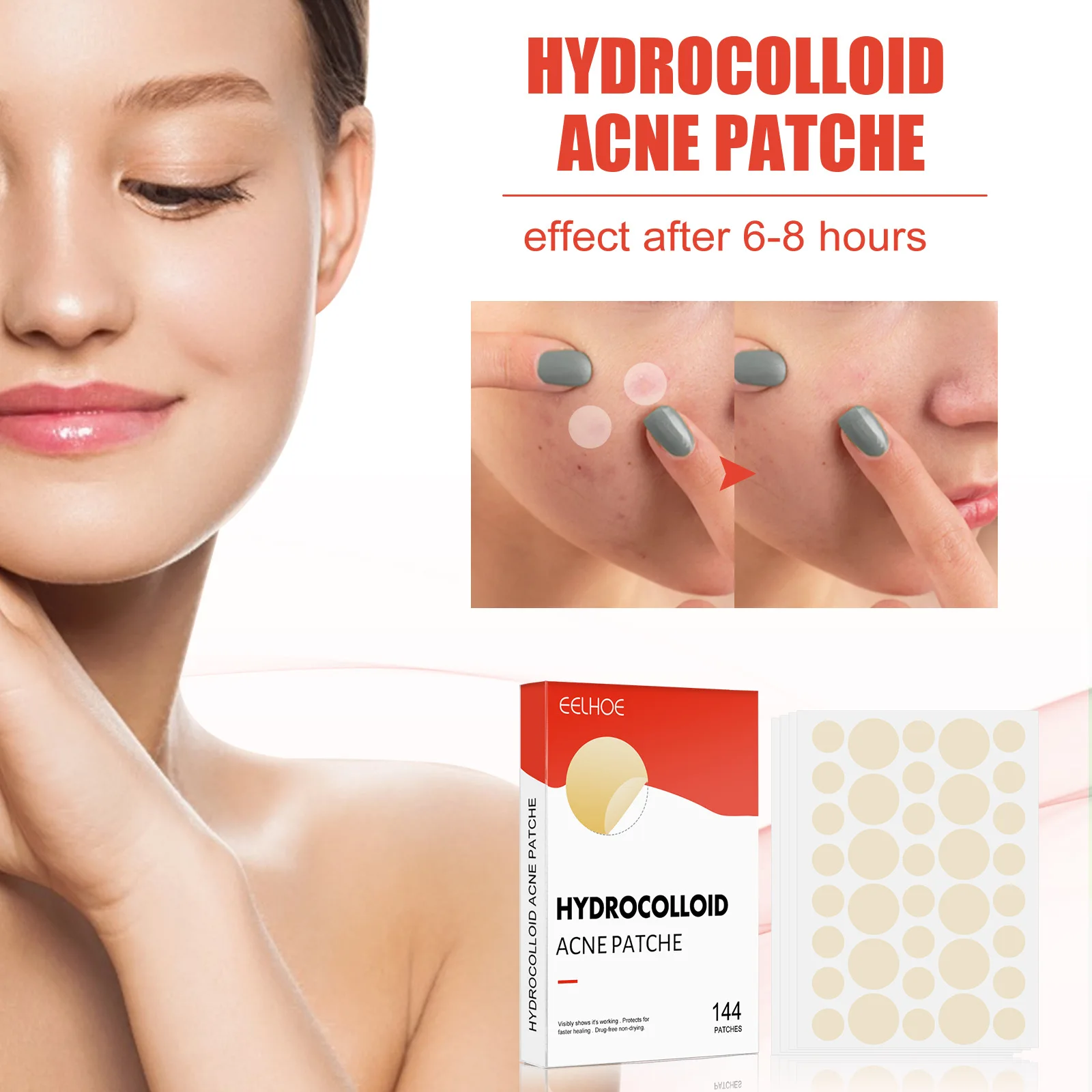 144 Stuks Onzichtbare Verwijdering Puistje Anti-Acne Hydrocolloïde Pleisters Vlekken Markeren Concealer Reparatie Sticker Waterdichte Mee-Eter Remover