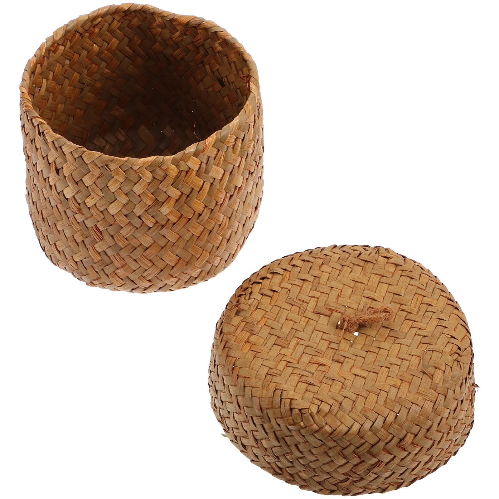 

Mini Woven Flower Basket Seaweed Decorative Storage Gift Packaging Box Straw Laundry Hamper Home Party Wedding Sundries