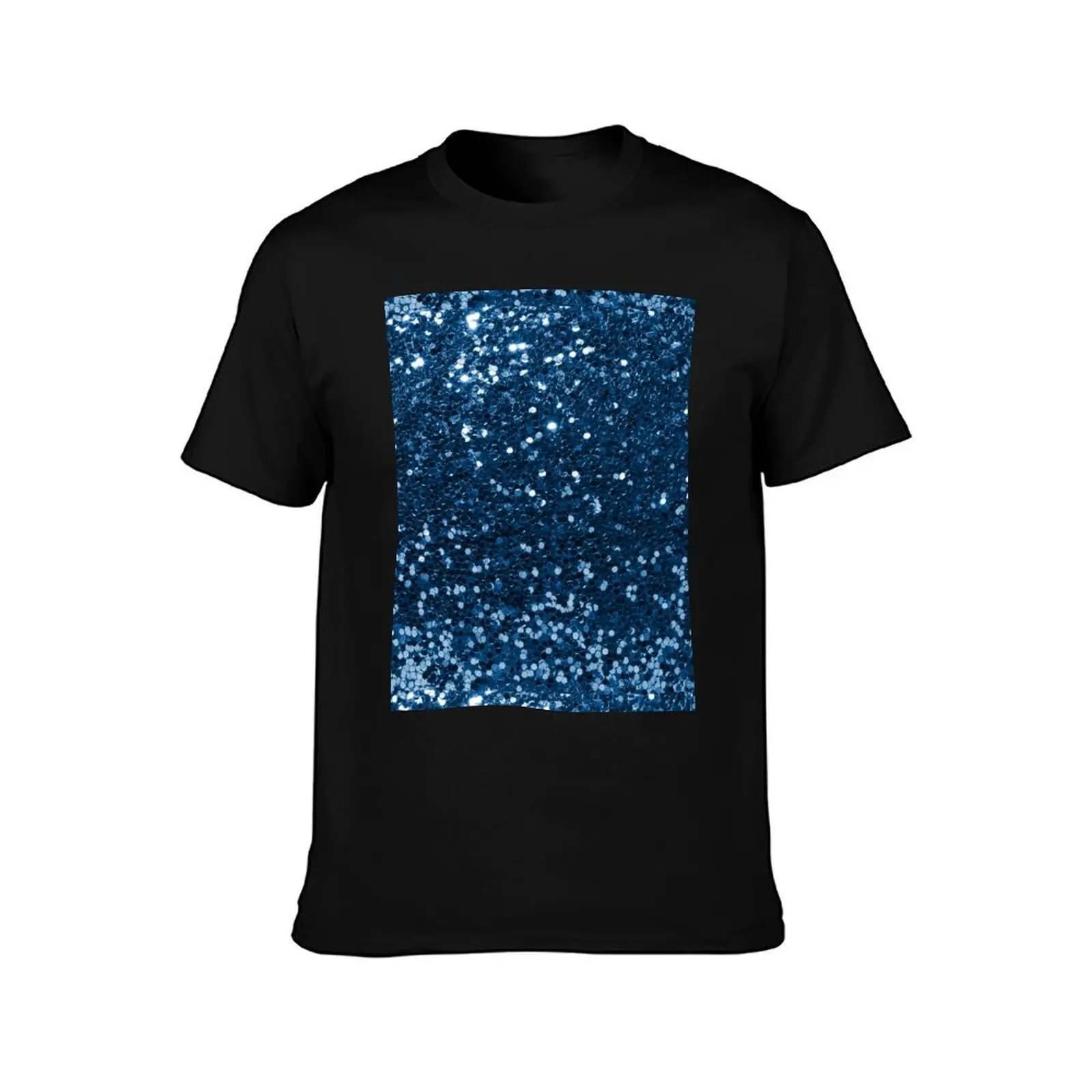 Navy Blue Glitter Simulated Look T-Shirt Holiday Vacation Tee Shirt T-Shirt