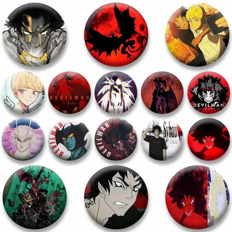 Anime Devilman Crybaby Soft Button Pins Creative Cartoon Akira Ryou Brooch Cosplay Jewelry Badges Clothes Bag Decor Accessories