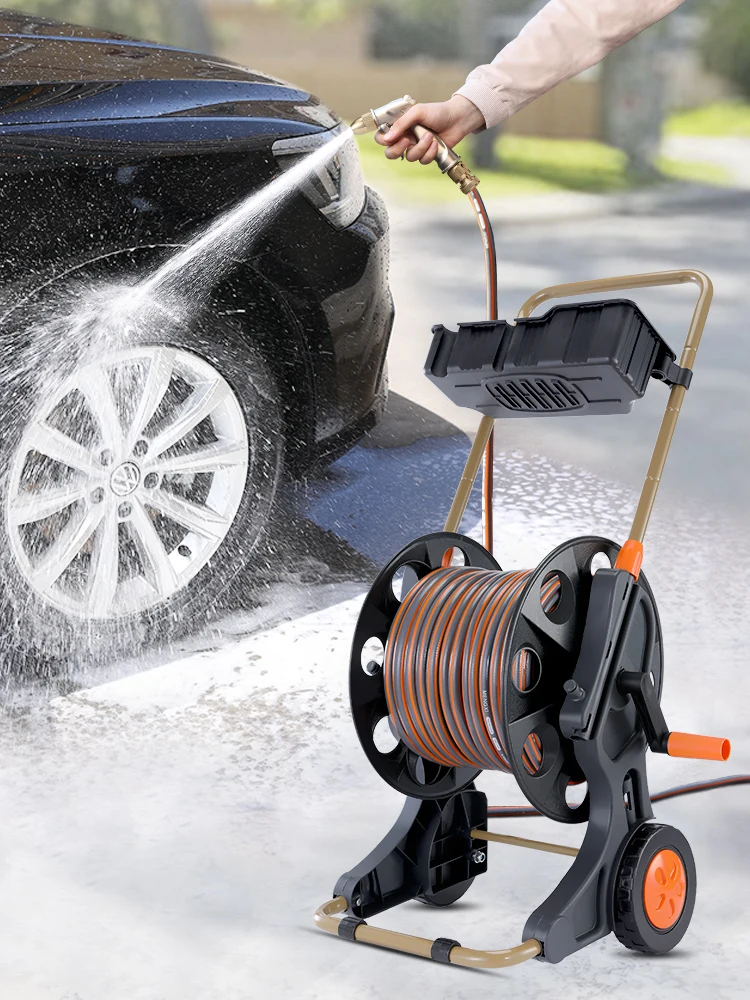 For car wash, high pressure water gun, strong pressurized trolley, storage rack, pipe reel, wash the ground