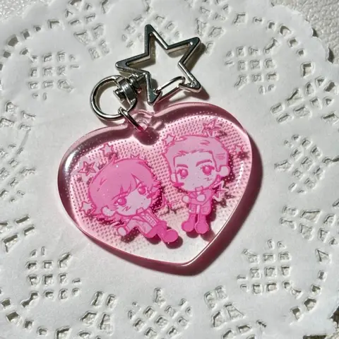 TV Series Supernatural SPN Sam Dean Cosplay Keychain Kawaii Acrylic Heart Pendant Keyring Key Chain Bag Accessory Ornament Prop
