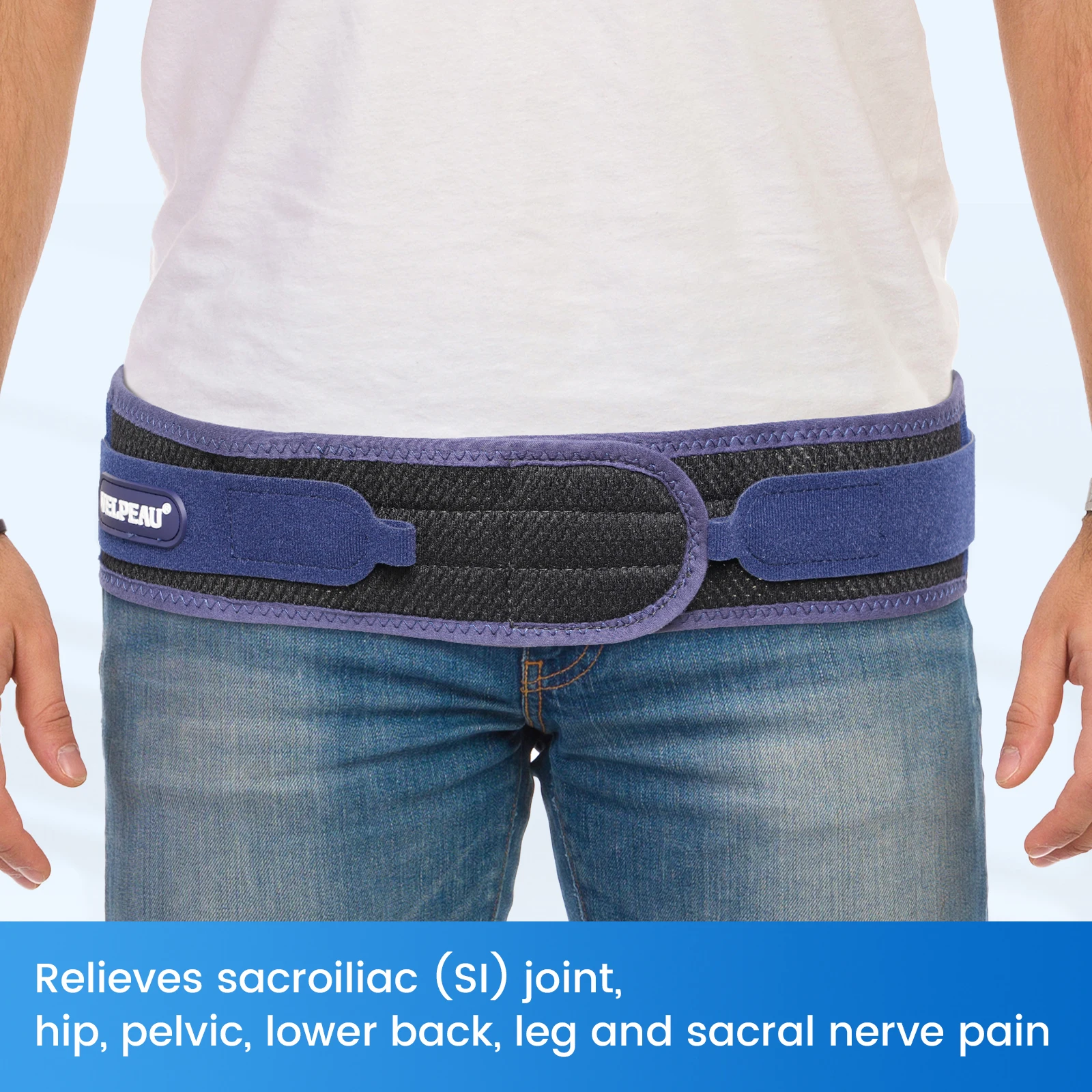 VELPEAU Sacroiliac Si Joint Hip Belt for Men and Women Anti-Slip Lower Back Support for Sciatica, Pelvis, Lumbar Pain Relief