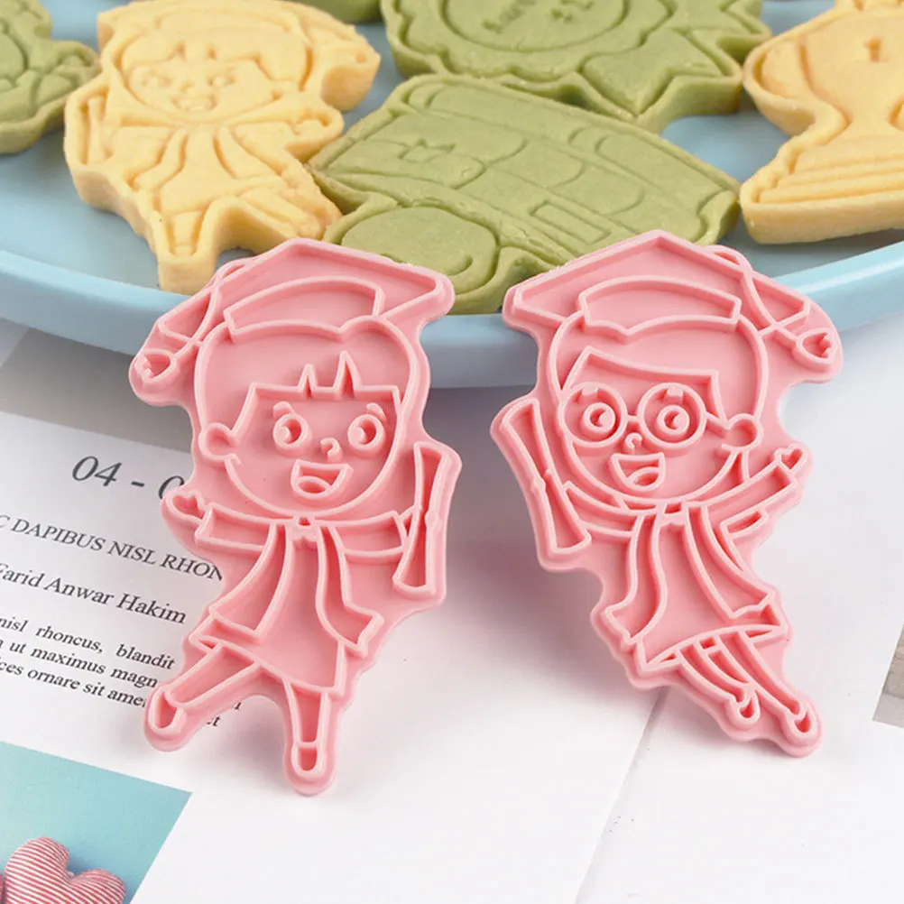 

16Pcs Graduation Cookie Molds Lightweight Plastic Baking Cutters DIY Fondant Biscuit Mold Reusable Kitchen Tools