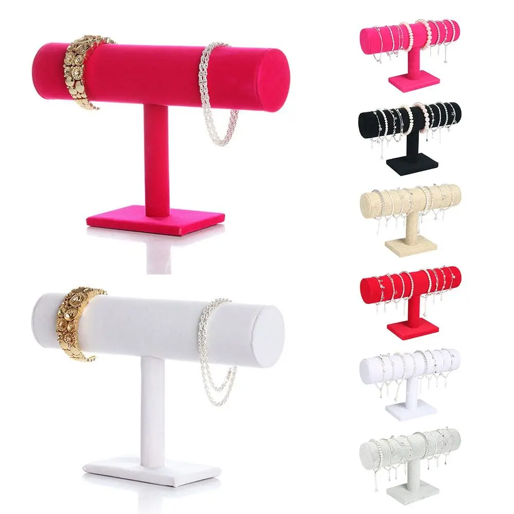 6 Colors Velvet Bracelet Chain Watch Upright Display Rack Jewelry Organizer Hard Jewelry Display Stand Holder