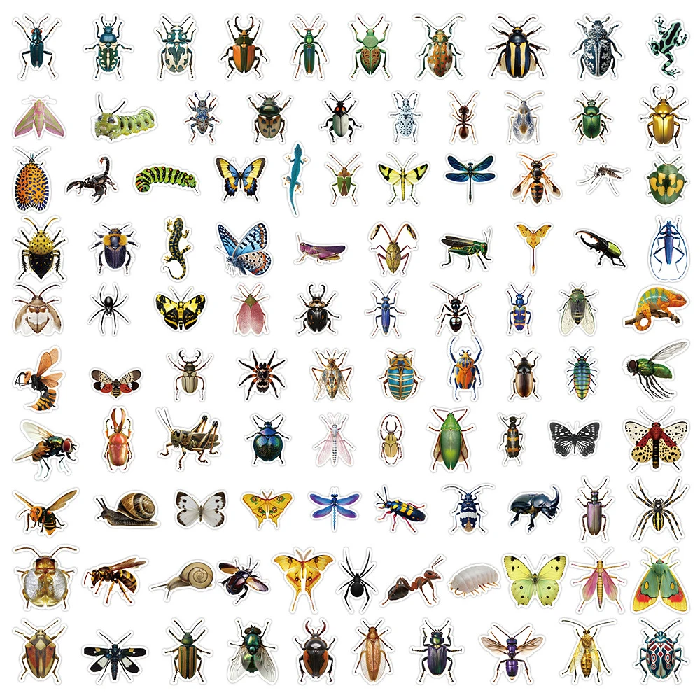 10/50/100/200 Stuks Gemengde Insect Cartoon Stickers Kevers Motten Vlinder Decals Diy Skateboard Telefoon Bagage cool Graffiti Sticker