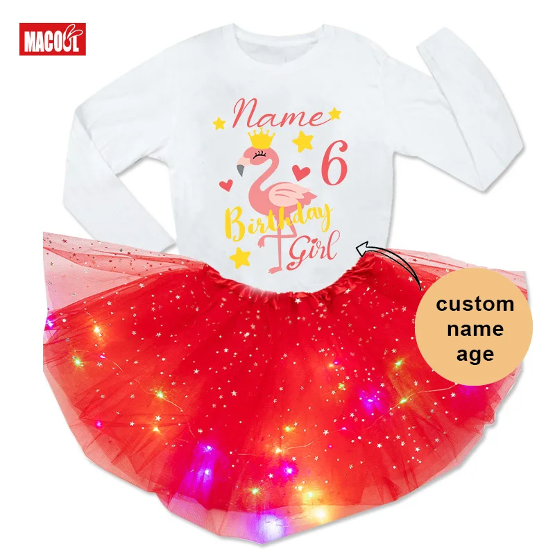 2023 Dresses for Kids Girls Flamingo Dress Baby Girls Clothes Birthday Dresses for Baby for Girls Holiday Party Princess Dress