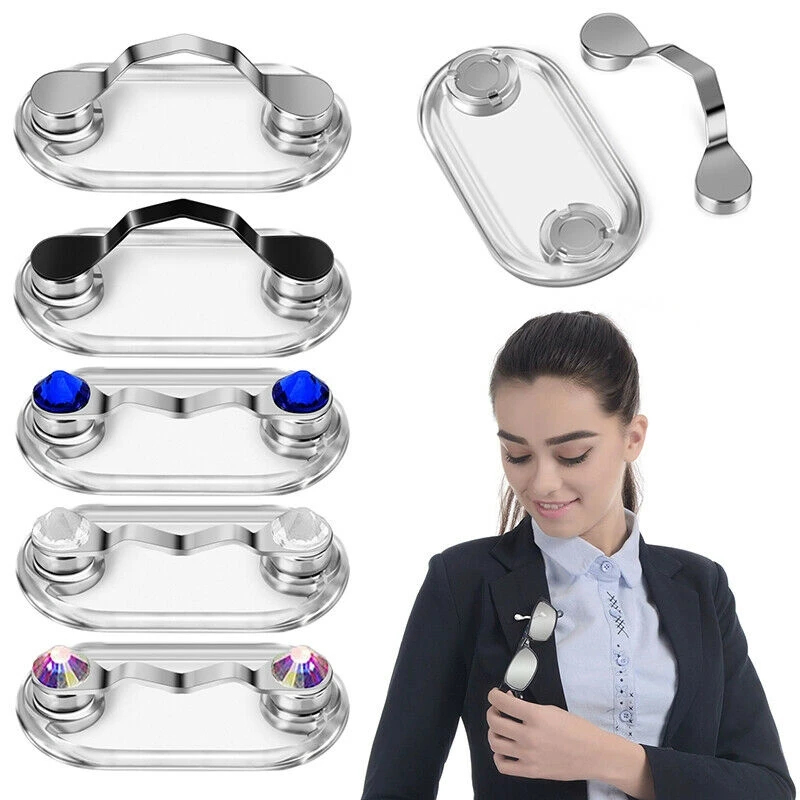 Multi-function Mini Magnetic Eyeglass Clips Holder Hang Brooches Pin Zinc Alloy Magnet Glasses Headset Line Metal Buckle