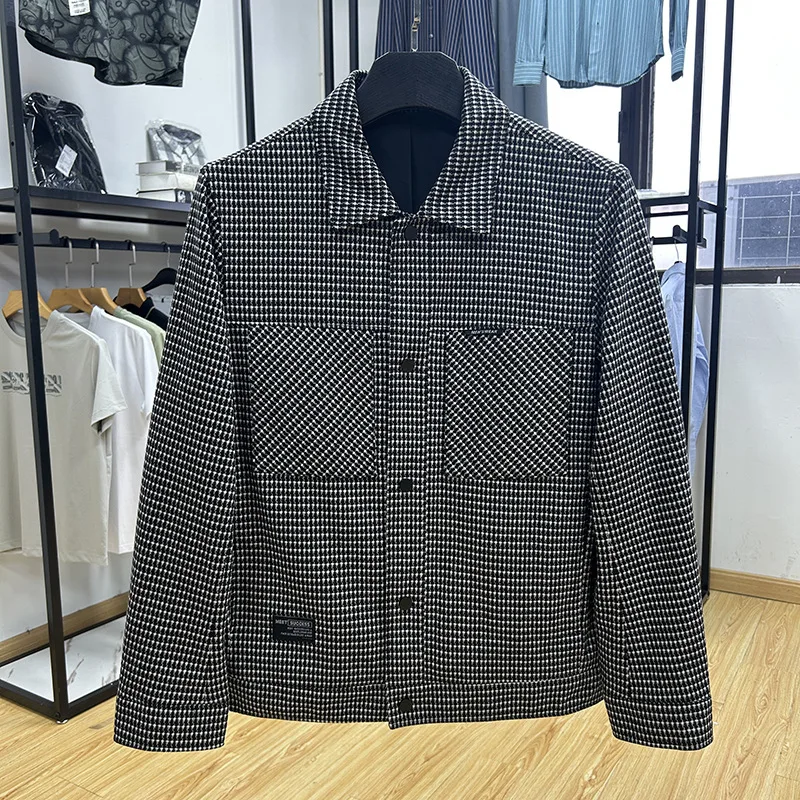 

Slim Fit Men's Jaet Ele Starched Haome Collar Stand up Coat Viscose Blend Fiber Spring Season Regular Thin Long...