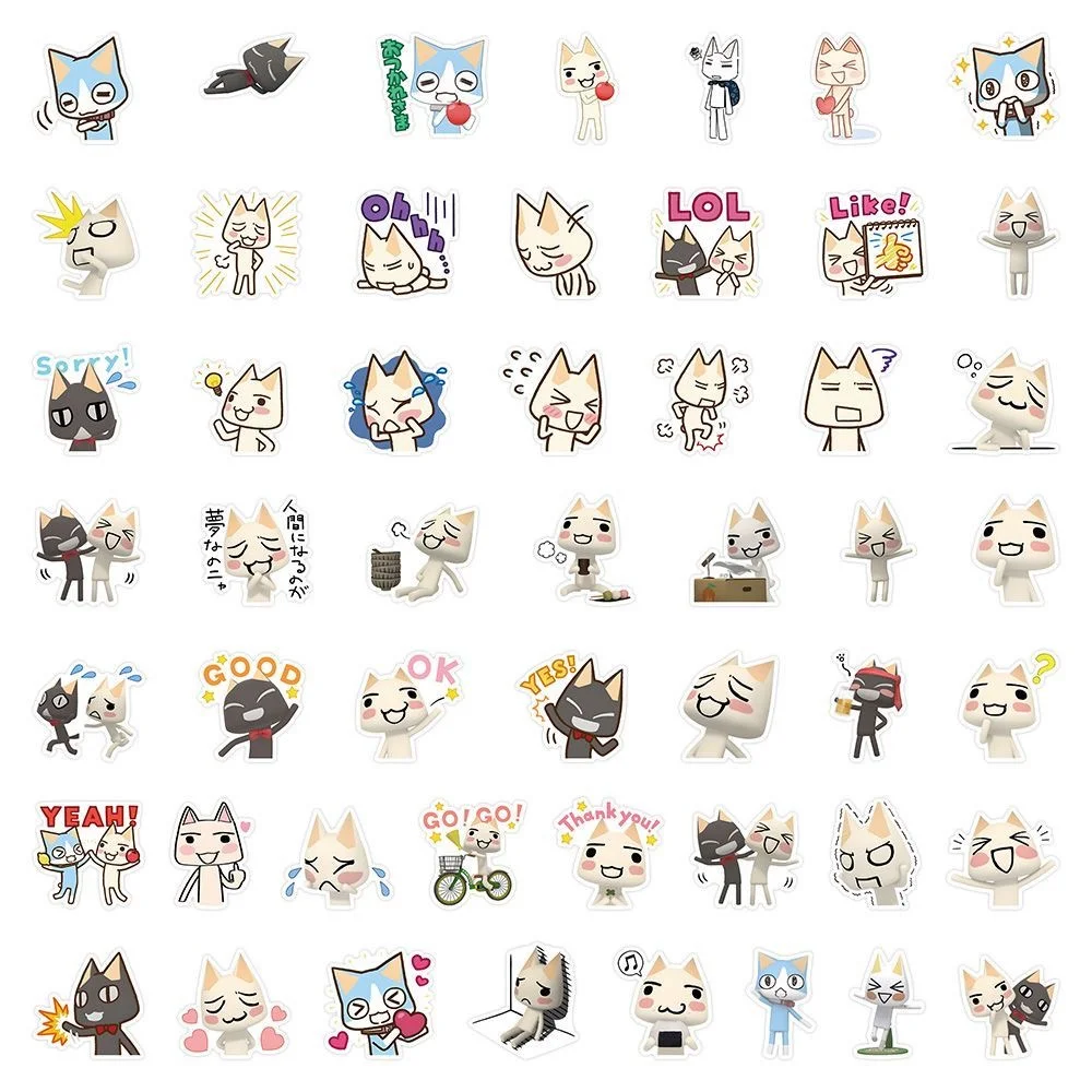 51Pcs Cute Cartoon Toro Inoue Cat Stickers Kawaii Waterproof Graffiti Decals for laptop Guitar Suitcase Skateboard Kids Gift