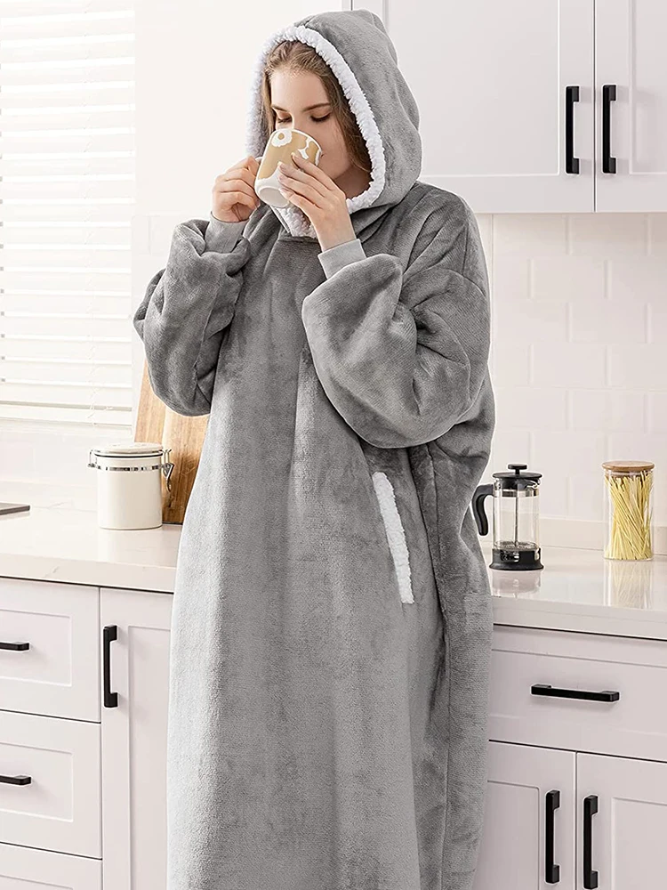 Oversized Hoodie Blanket Women Winter Warm Fleece Hoodies Sweatshirt Men Long Plush TV Blanket Fashion Giant Hoodie Blankets