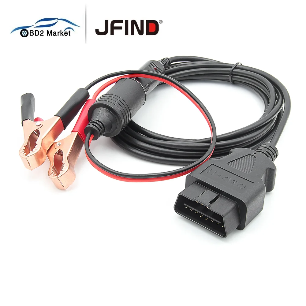 JFind Car Battery Replace Tool OBD2 Auto Car ECU Emergency 12V Power Supply Cable Memory Saver with Alligator Clip EC5 Converter