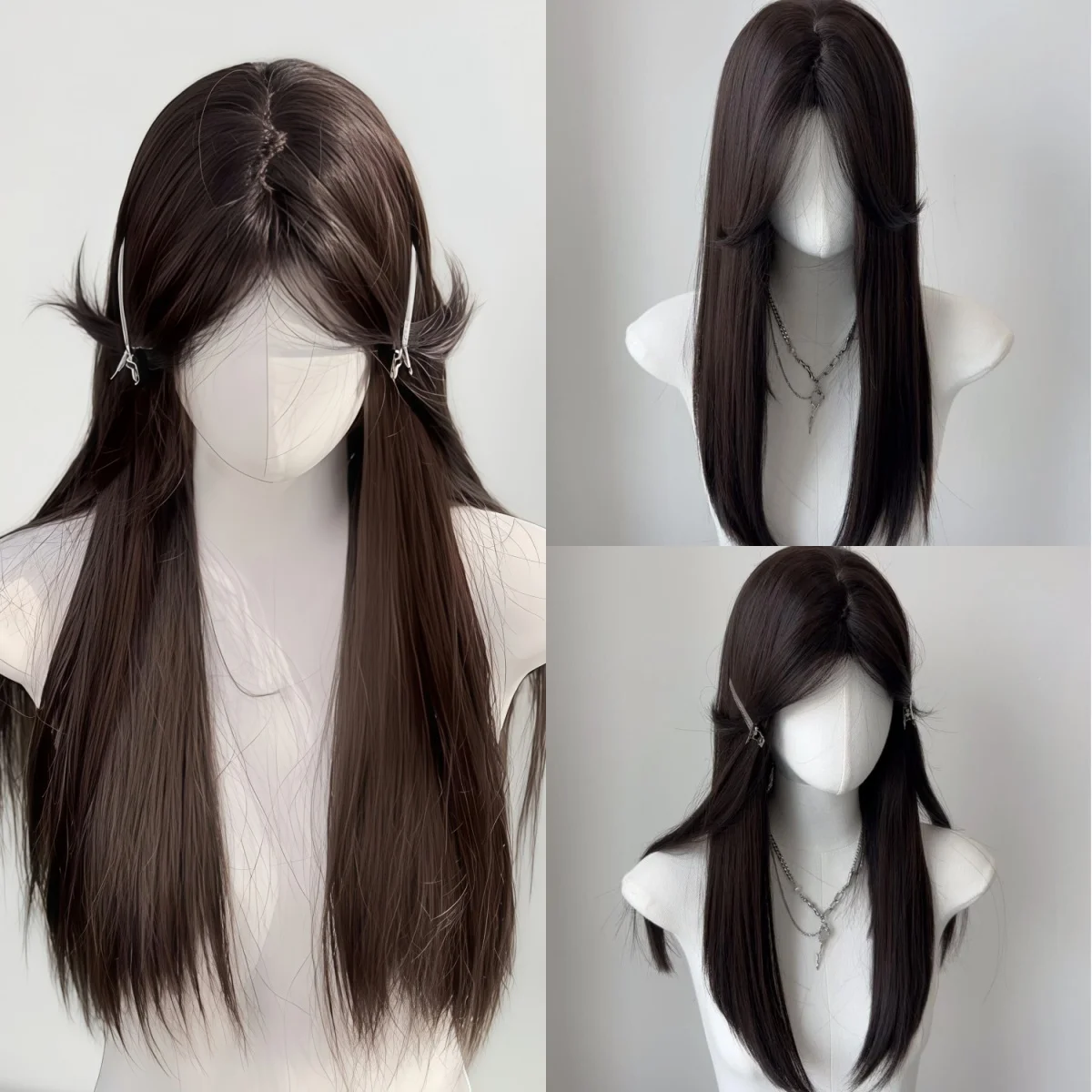 

Black Wig for Women Long Straight Black Wig Matte High Temp Fiber Adjustable Breathable Net for Summer Daily/Lolita/Cosplay