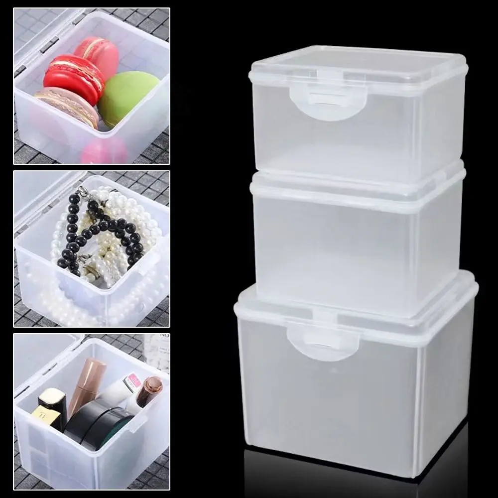 1Pcs with Lid Storage Box Rectangular Shape Plastic Storage Case Clear Multi-purpose Small Thing Container