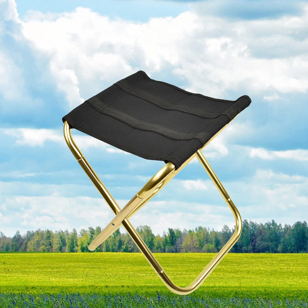 

Iron Rods Foldable Camping Stool Lightweight Portable Outdoor Chair for Fishing Traveling Painting Bbq Beach Black Golden