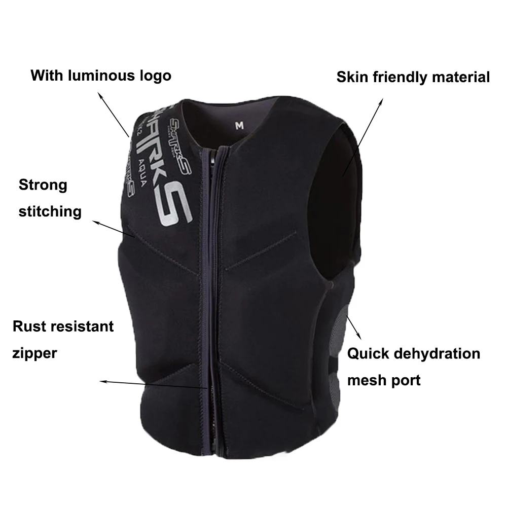 Neoprene Life Jacket For Adults Buoyancy Drifting Safety Life Vest Safety Buckle Jackets Floating Foam for Surfing Sailboard