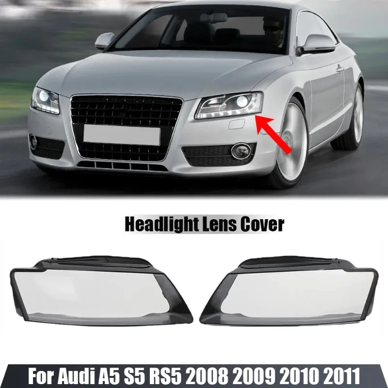 Pour 2008 2009 Audi A5 S5 RS5 2010 2011 nouveau couvercle de phare avant abat-jour Transparent coque de phare lentille plexiglas