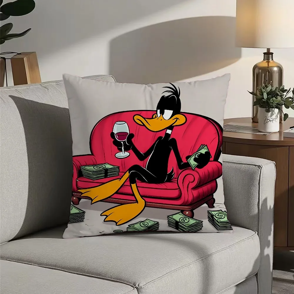 D-daffy D-duckS Pillow Case Double Sided Printed Cushion Cover Soft Short Plush Sofa Decorative Home Decoration