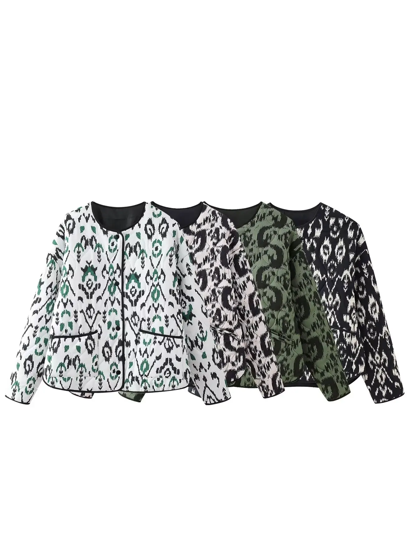 

Новинка Осень 2024, женская модная универсальная Повседневная стеганая куртка с принтом в европейском и американском стиле, пальто