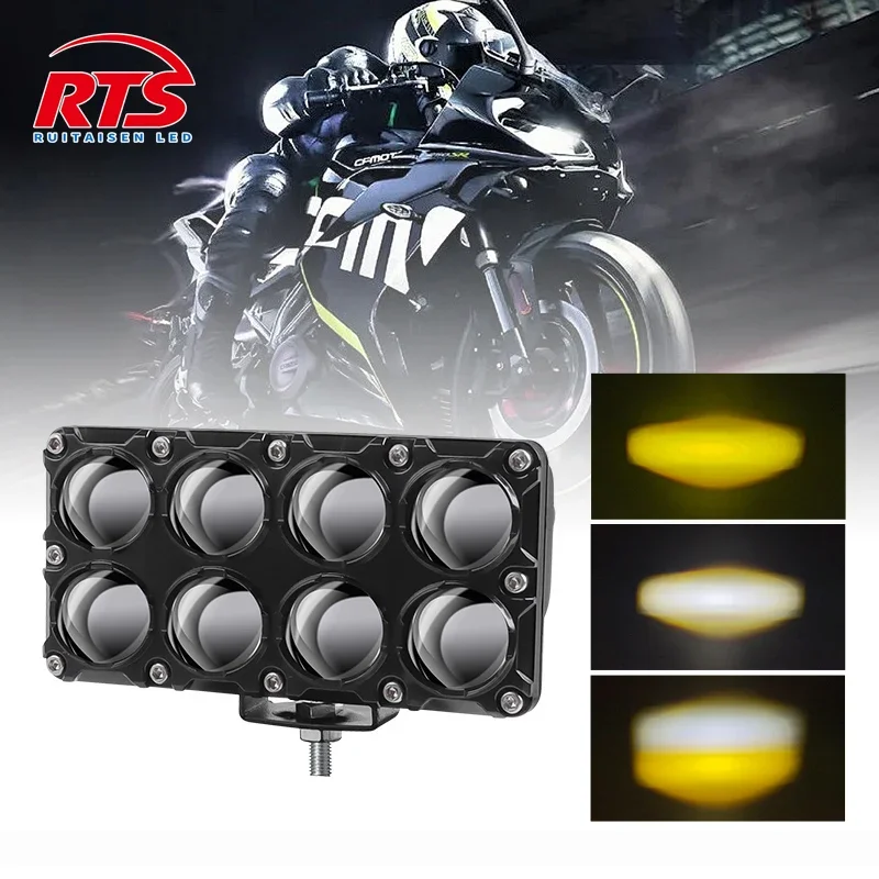 

8 Lens Auxiliary Motorcycle Spotlight Work Fog light Bulb Projector Headlight Additional Electric Drive Spot Lamp Universal Fit