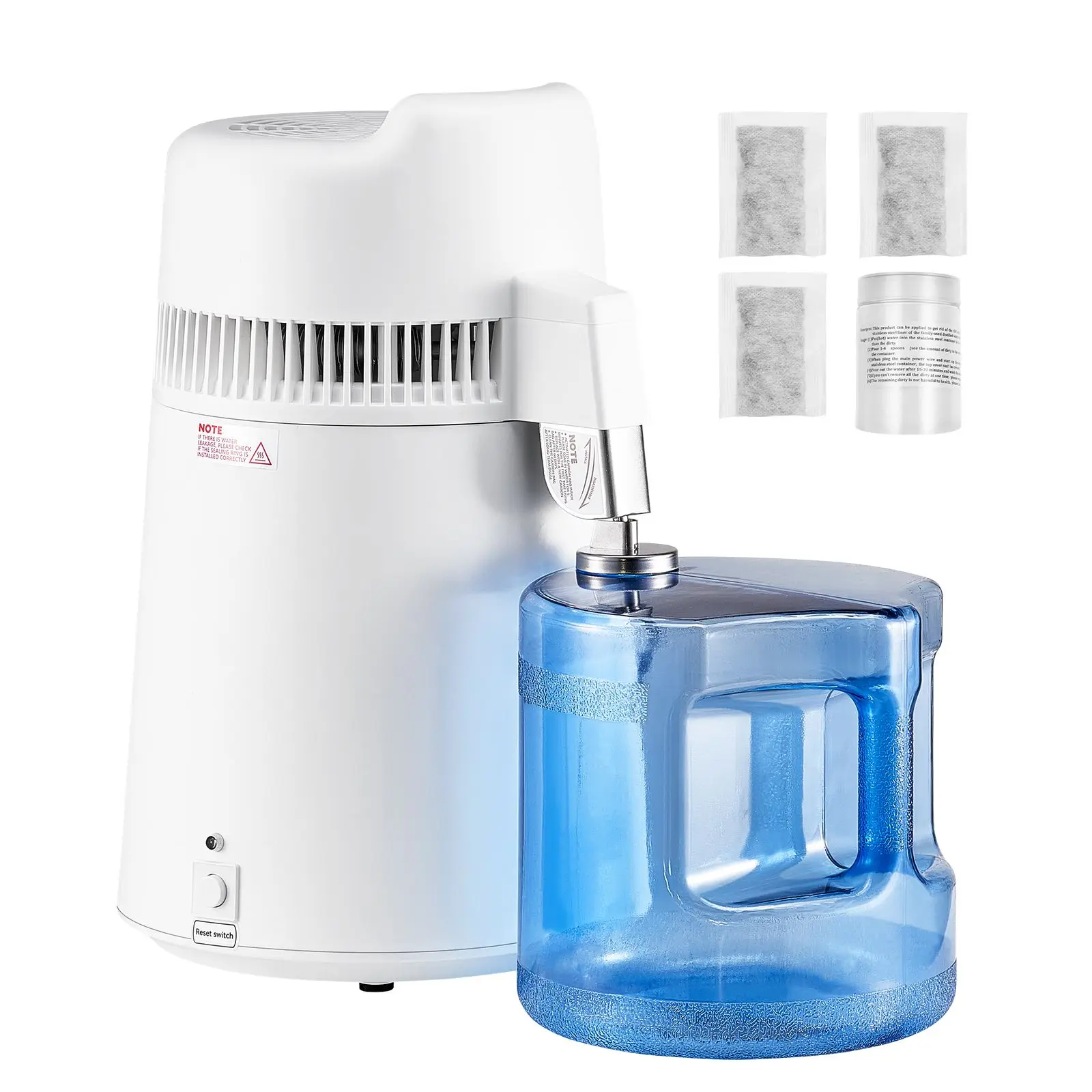 Water Distiller, 6L 1.6 Gallon Larger Pure Purifier Filter For Home Table Countertop, 900W Plastic Distilled Maker, Stainless