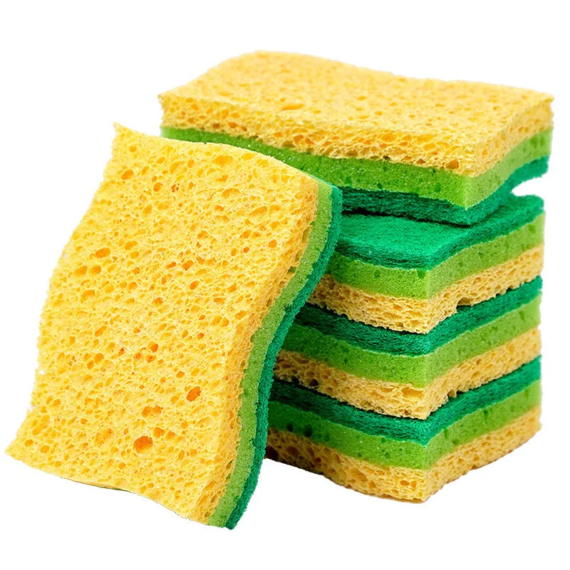 1/4/8Pcs Wood Pulp Cotton Double-sided Cleaning Sponge Household Scouring Pad Absorbing Dishwashing Sponge Kitchen Cleaning Tool